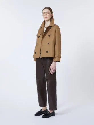 Kort vandafvisende trenchcoat i twill, brun