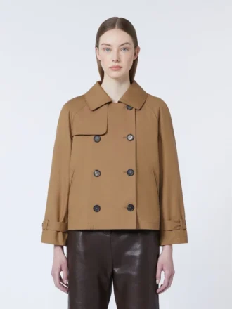 Kort vandafvisende trenchcoat i twill, brun