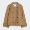 Kort vandafvisende trenchcoat i twill, brun Kort vandafvisende trenchcoat i twill, brun