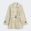 Kort vandafvisende trenchcoat i twill, sand Kort vandafvisende trenchcoat i twill, sand