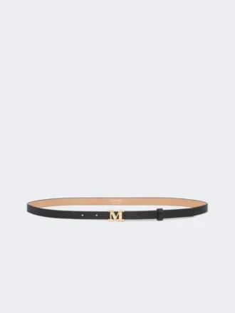 Læderbælte med monogram, sort Læderbælte med monogram, sort