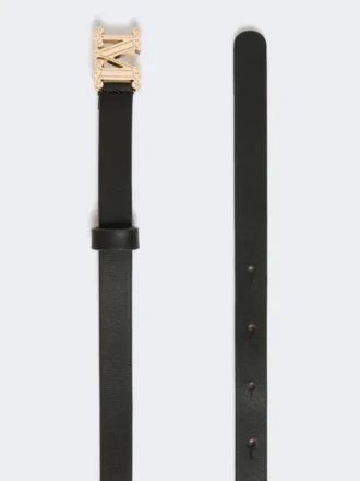 Læderbælte med monogram, sort Læderbælte med monogram, sort