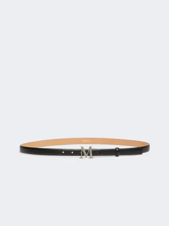 Læderbælte med monogramspænde, sort Læderbælte med monogramspænde, sort