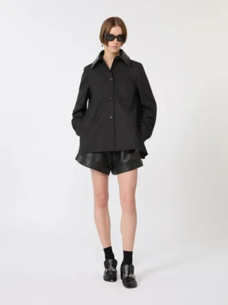 Læderbermudashorts, sort