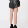 Læderbermudashorts, sort Læderbermudashorts, sort
