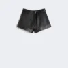 Læderbermudashorts, sort Læderbermudashorts, sort