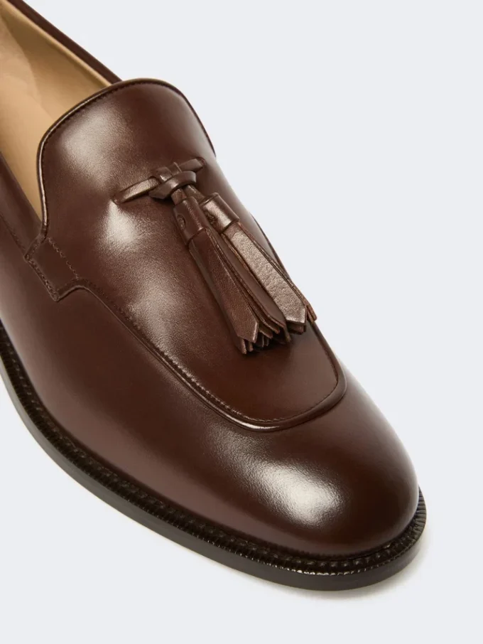 Læderloafers med kvaster, kakao