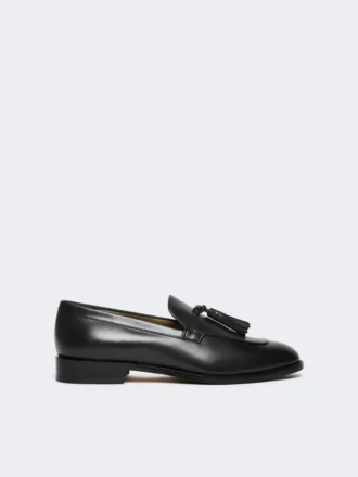 Læderloafers med kvaster, sort