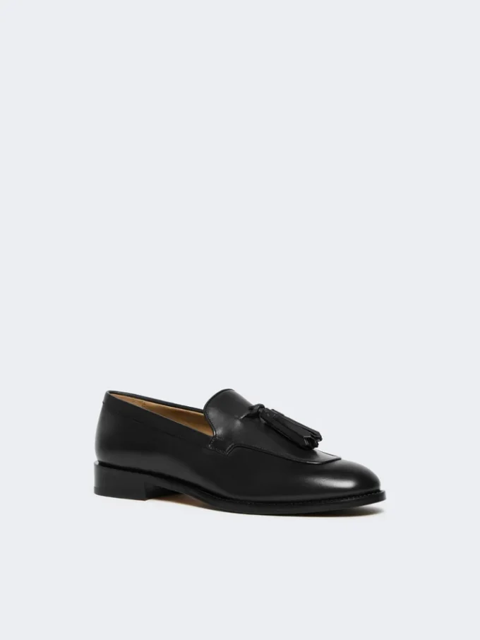 Læderloafers med kvaster, sort