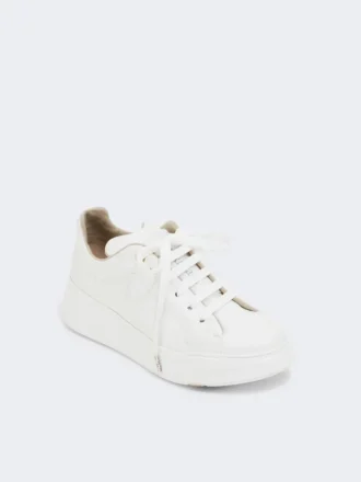 Lædersneakers, optisk hvid