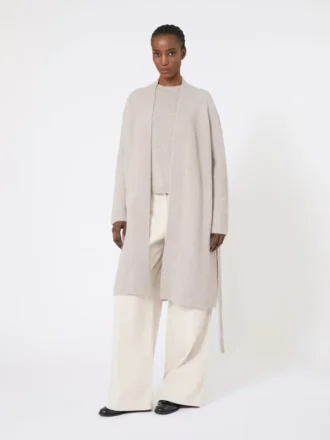 Lang cardigan i alpaca og uld, sand