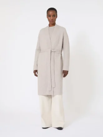 Lang cardigan i alpaca og uld, sand