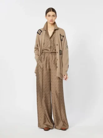 Lang cardigan i uld og kashmir, sand