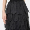 Lang nederdel med kronblade i silkeorganza, sort Lang nederdel med kronblade i silkeorganza, sort