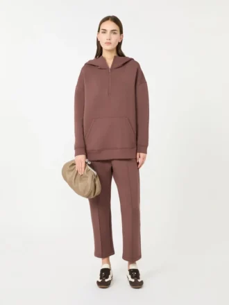 Lang sweatshirt i scuba-jersey, brun