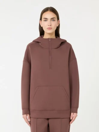 Lang sweatshirt i scuba-jersey, brun