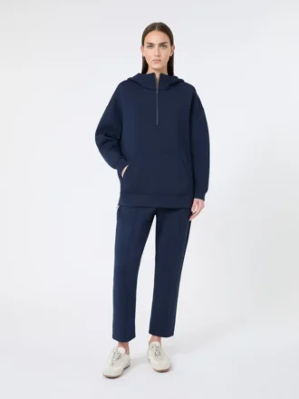 Lang sweatshirt i scuba-jersey, marineblå
