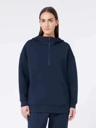 Lang sweatshirt i scuba-jersey, marineblå
