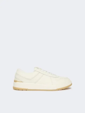Lavtop-sneakers i tumlet læder, hvid