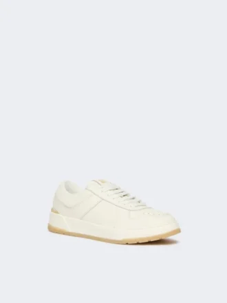 Lavtop-sneakers i tumlet læder, hvid
