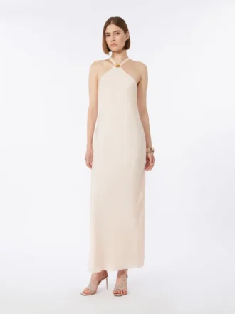 Let satinkjole, beige-rosa
