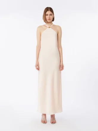Let satinkjole, beige-rosa