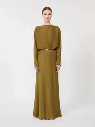 Let satinkjole, khaki