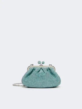 Lille pasticcino-taske i raffia-look, oliven