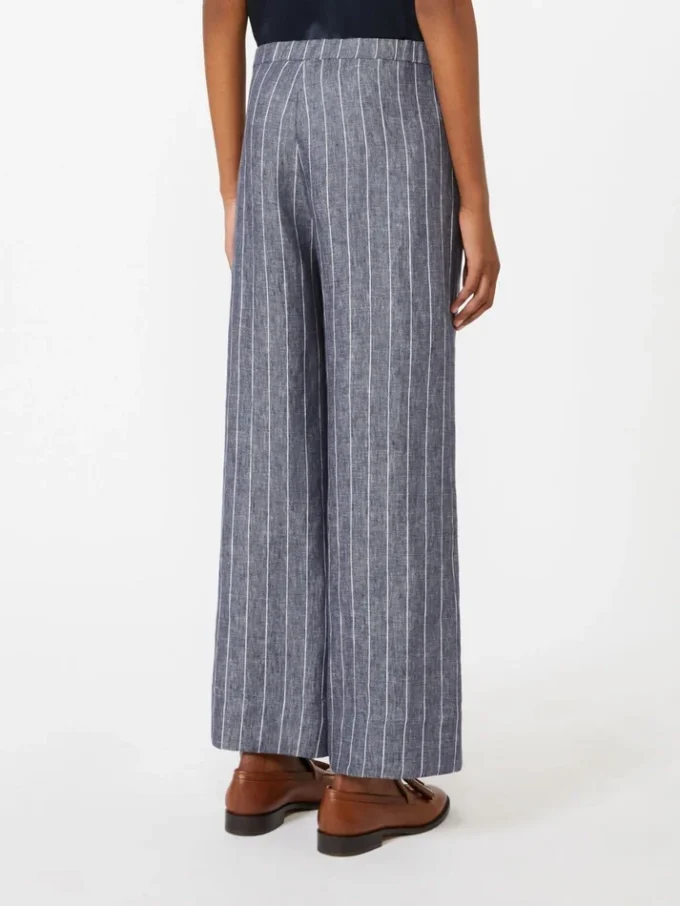 Linenbukser i denim-look med nålestriber, ultramarin Linenbukser i denim-look med nålestriber, ultramarin