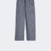 Linenbukser i denim-look med nålestriber, ultramarin Linenbukser i denim-look med nålestriber, ultramarin