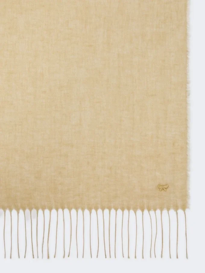 Linnedstole med frynser, beige Linnedstole med frynser, beige