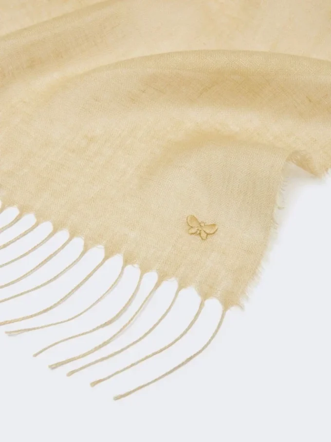 Linnedstole med frynser, beige Linnedstole med frynser, beige