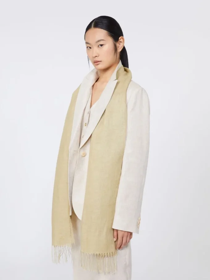 Linnedstole med frynser, beige Linnedstole med frynser, beige