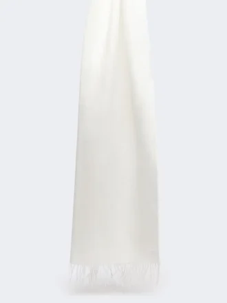 Linnedstole med frynser, hvid