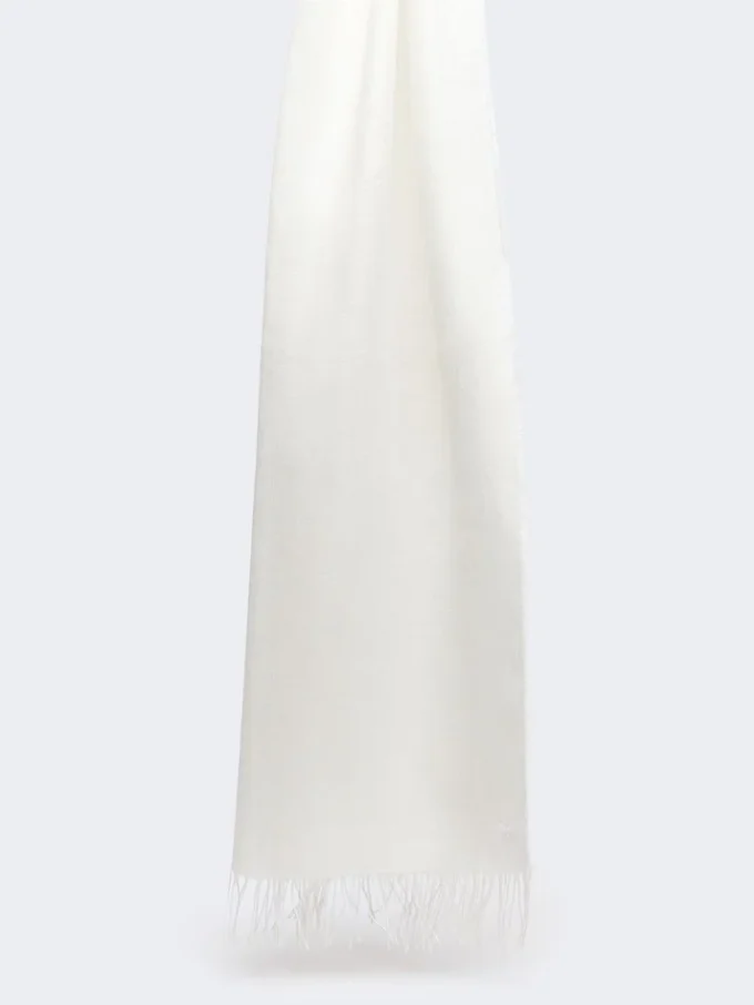 Linnedstole med frynser, hvid Linnedstole med frynser, hvid