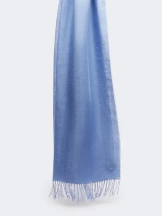 Linnedstole med frynser, lyseblå