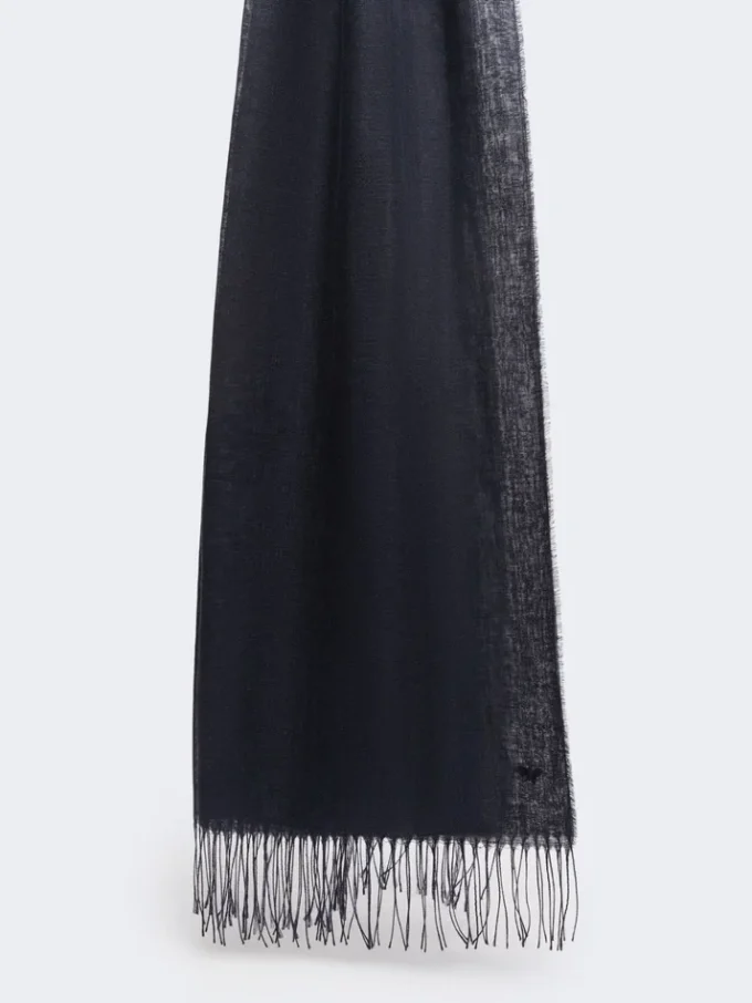 Linnedstole med frynser, midnatsblå Linnedstole med frynser, midnatsblå