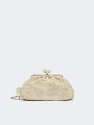 Mellemstor pasticcino-taske med raffia-effekt, turtledove