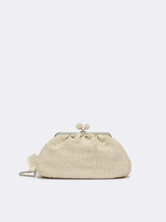 Mellemstor pasticcino-taske med raffia-effekt, turtledove Mellemstor pasticcino-taske med raffia-effekt, turtledove