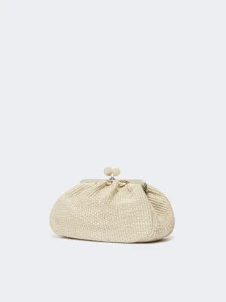 Mellemstor pasticcino-taske med raffia-effekt, turtledove
