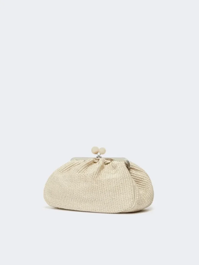 Mellemstor pasticcino-taske med raffia-effekt, turtledove Mellemstor pasticcino-taske med raffia-effekt, turtledove