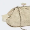 Mellemstor pasticcino-taske med raffia-effekt, turtledove Mellemstor pasticcino-taske med raffia-effekt, turtledove