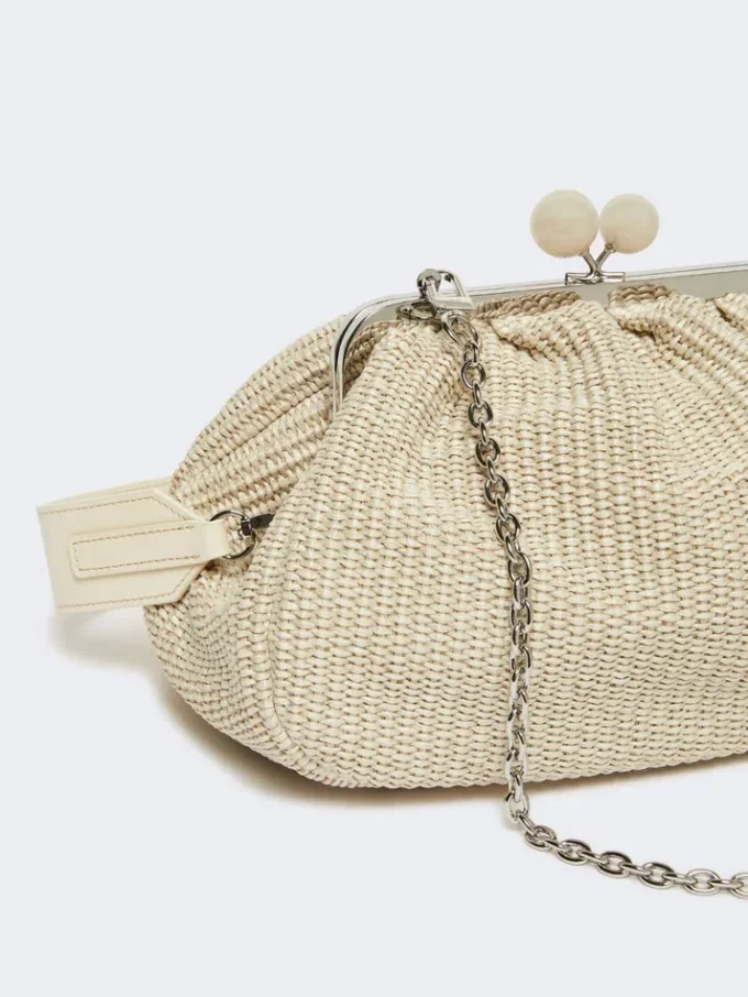 Mellemstor pasticcino-taske med raffia-effekt, turtledove Mellemstor pasticcino-taske med raffia-effekt, turtledove