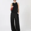 Mesh-top med krystaller, sort Mesh-top med krystaller, sort