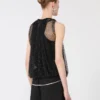 Mesh-top med krystaller, sort Mesh-top med krystaller, sort