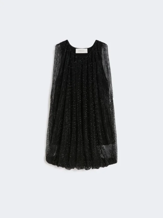 Mesh-top med krystaller, sort Mesh-top med krystaller, sort