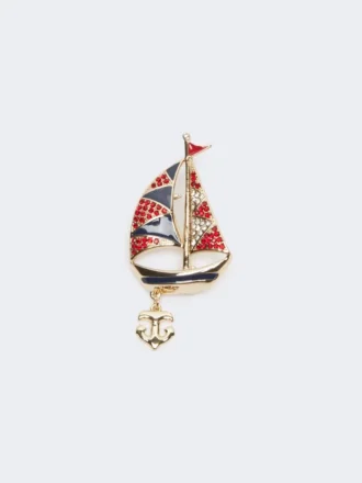 Metalbroche med rhinestones, himmelblå