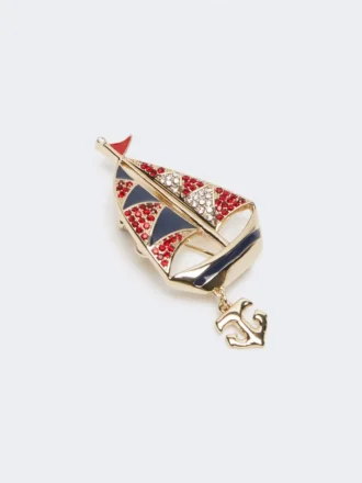 Metalbroche med rhinestones, himmelblå