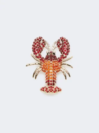 Metalbroche med rhinestones, mørkerød