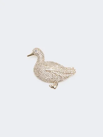 Metalbroche med rhinestones, optisk hvid